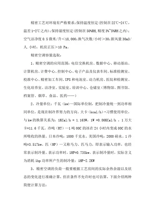 机房精密空调选用参考