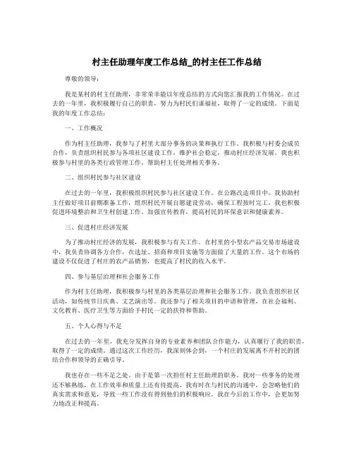 村主任助理年度工作总结_的村主任工作总结