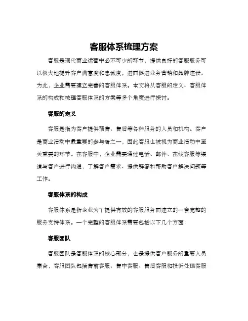 客服体系梳理方案
