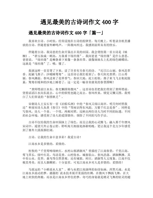 遇见最美的古诗词作文400字
