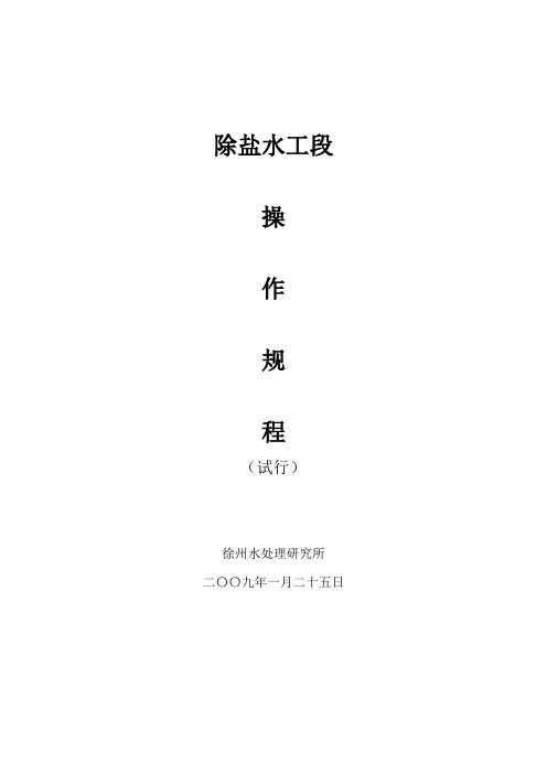 除盐水操作规程