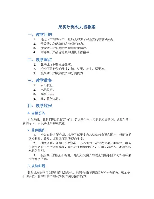 果实分类 幼儿园教案
