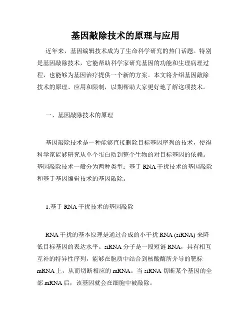 基因敲除技术的原理与应用