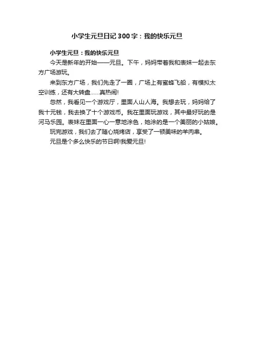 小学生元旦日记300字：我的快乐元旦