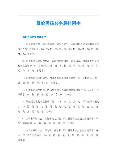 属蛇男孩名字最佳用字