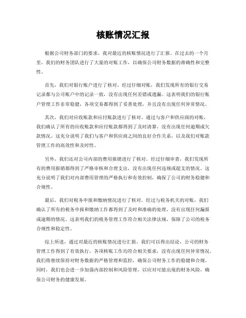 核账情况汇报