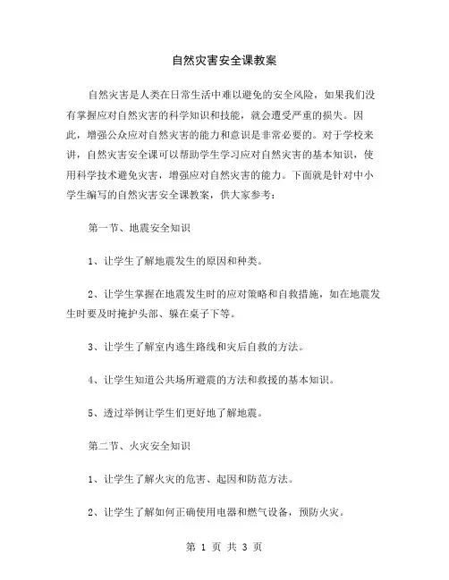 自然灾害安全课教案