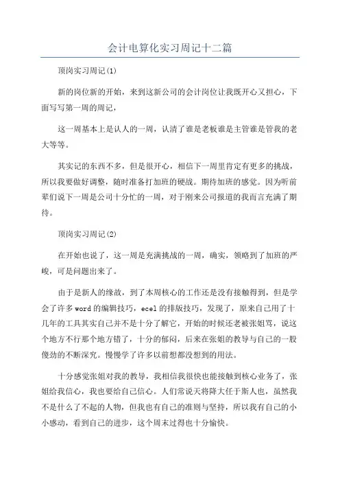 会计电算化实习周记十二篇