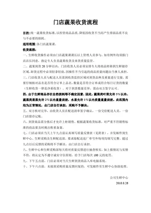 蔬果收货流程