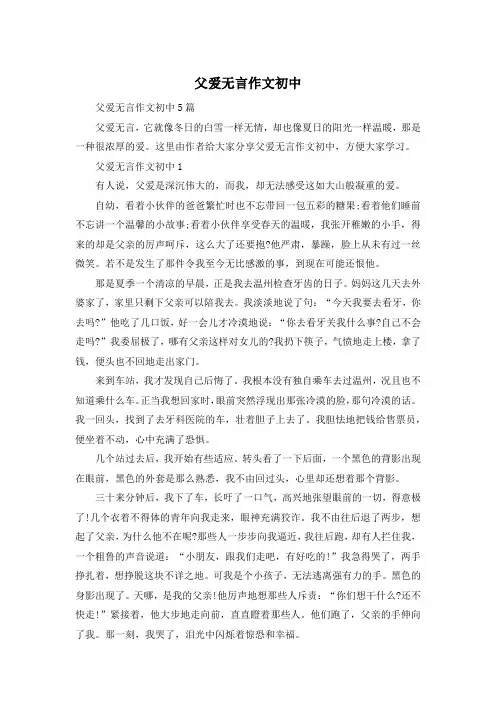 父爱无言作文初中