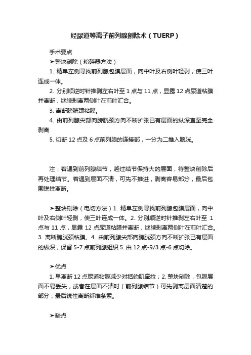 经尿道等离子前列腺剜除术（TUERP）