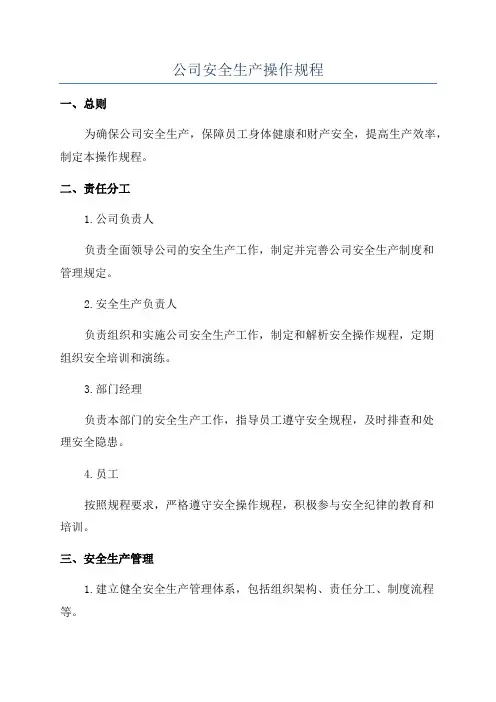 公司安全生产操作规程