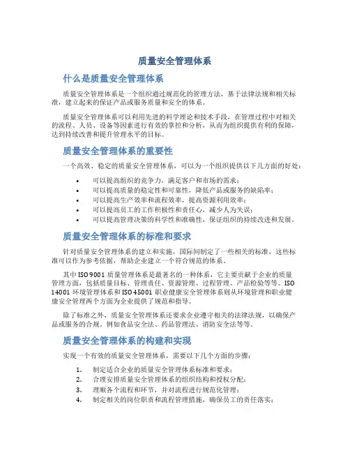 质量安全管理体系