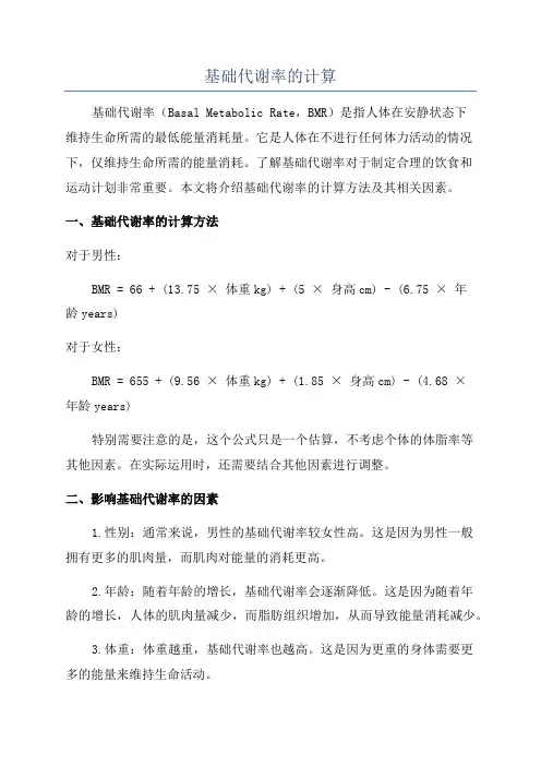 基础代谢率的计算