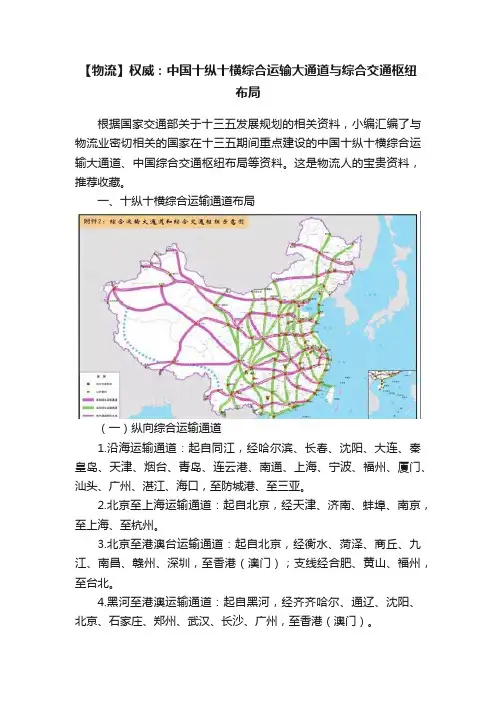 【物流】权威：中国十纵十横综合运输大通道与综合交通枢纽布局