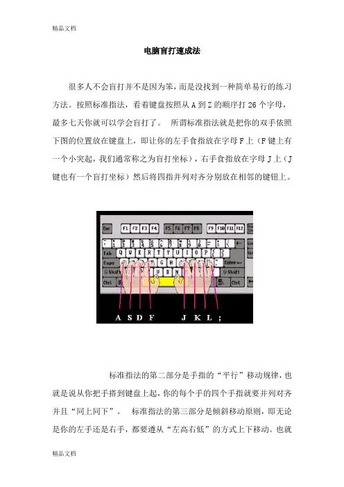 (整理)电脑键盘盲打速成法