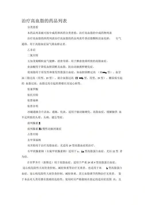 【2019年整理】治疗高血脂的中成药物列表