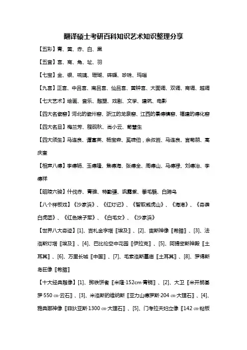 翻译硕士考研百科知识艺术知识整理分享
