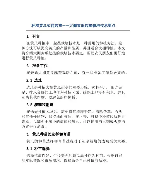 种植黄瓜如何起垄大棚黄瓜起垄栽培技术要点