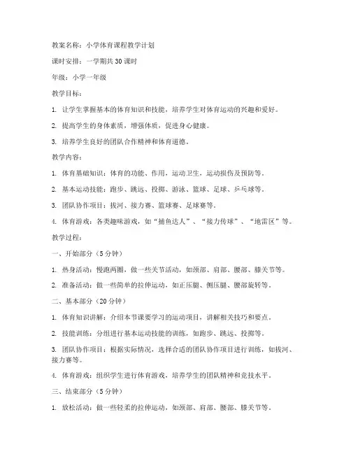 大学体育课教案小学