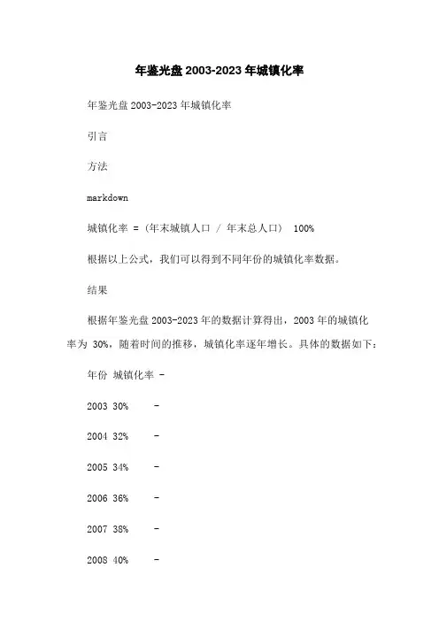 年鉴光盘2003-2023年城镇化率
