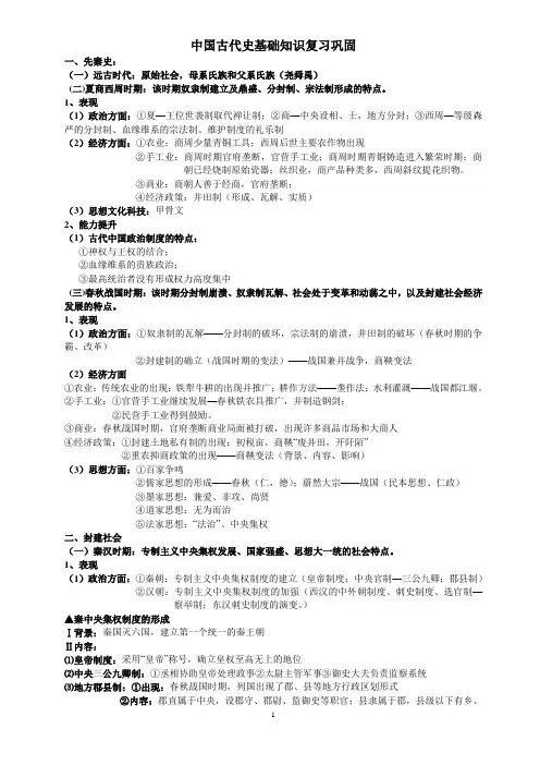 中国古代史总结(填空版)