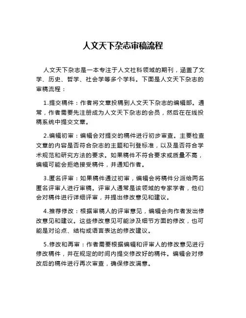 人文天下杂志审稿流程