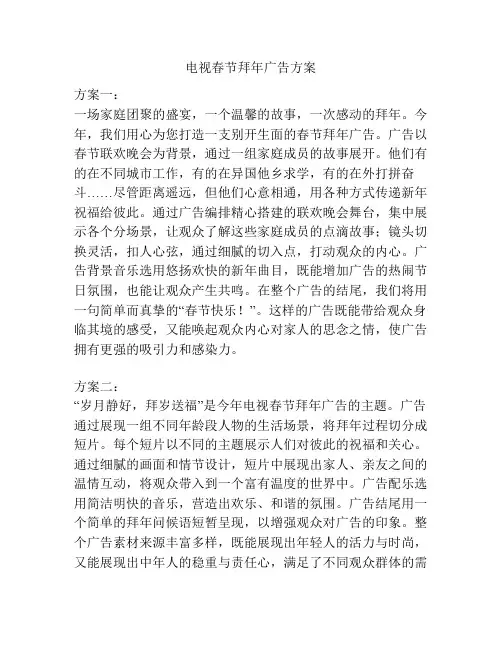 电视春节拜年广告方案
