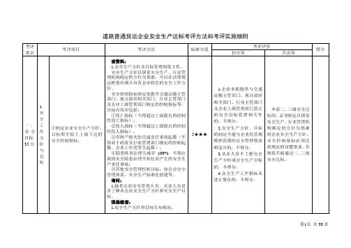 (安全生产)道路普通货运企业安全生产达标考评方法和考评实施细则