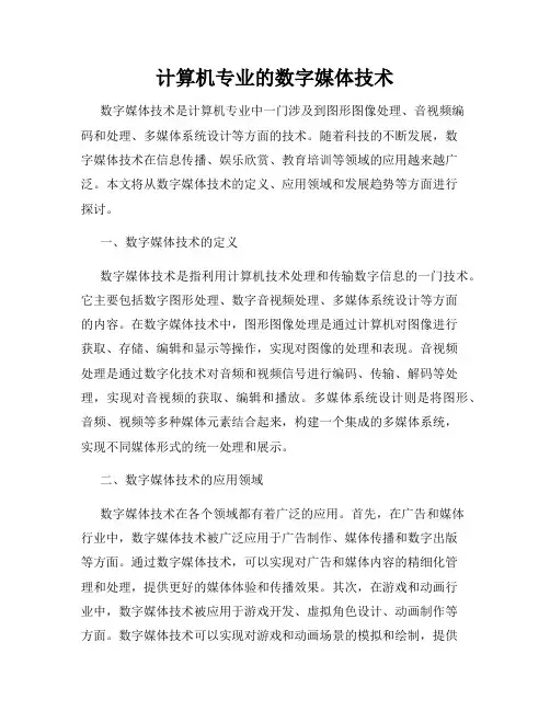 计算机专业的数字媒体技术