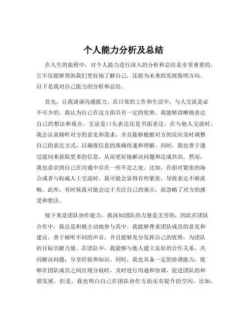 个人能力分析及总结