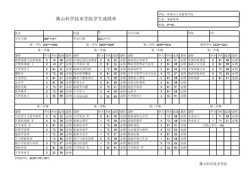 佛山科学技术学院学生成绩单