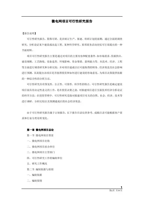 微电网项目可行性研究报告