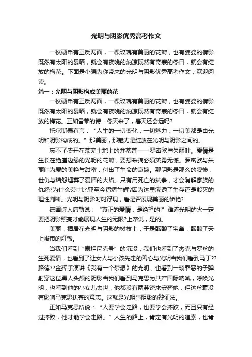 光明与阴影优秀高考作文