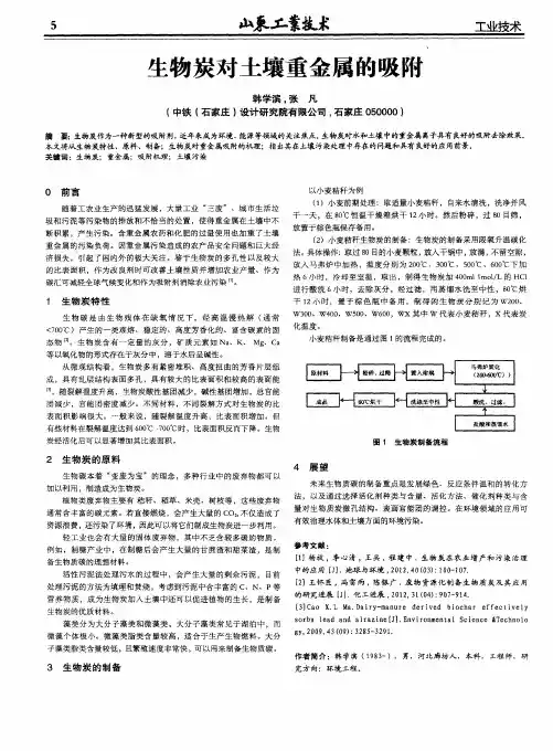 生物炭对土壤重金属的吸附