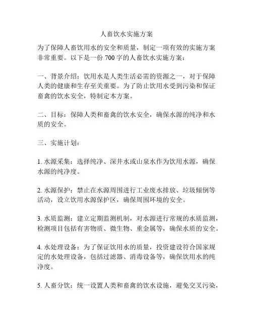 人畜饮水实施方案