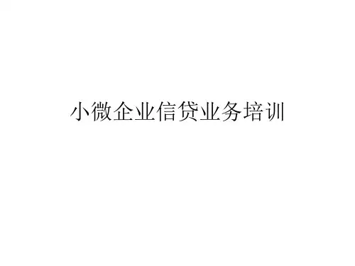 小微企业信贷业务培训资料