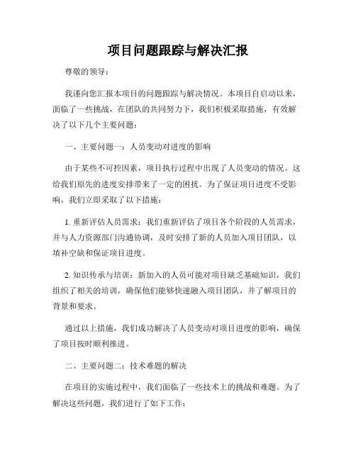 项目问题跟踪与解决汇报