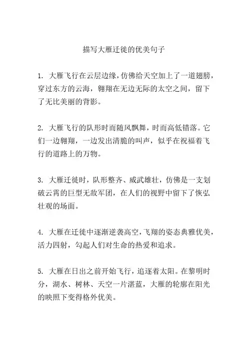 描写大雁迁徙的优美句子