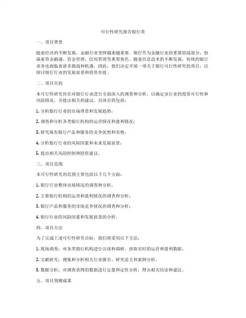 可行性研究报告银行类