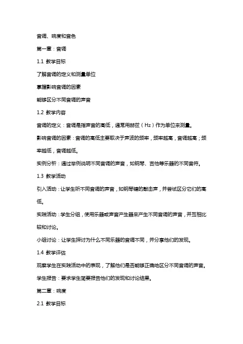 教案音调、响度和音色