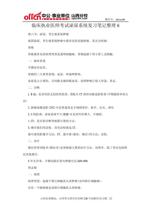 临床执业医师考试泌尿系统复习笔记整理6