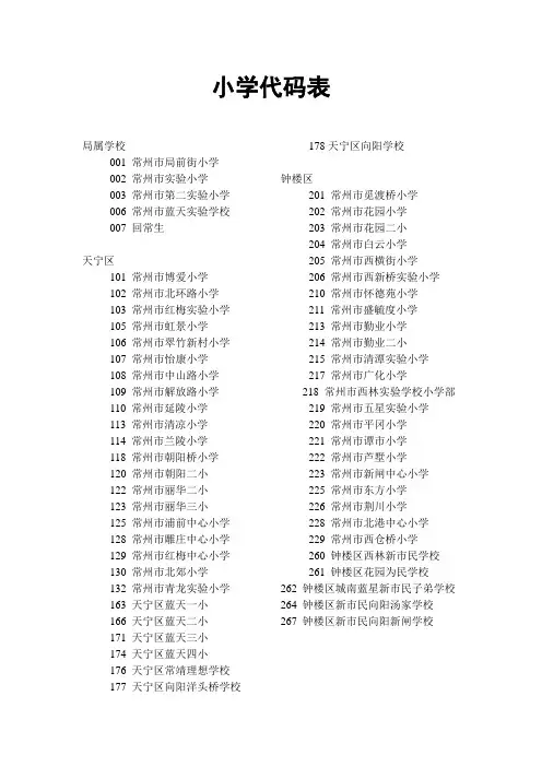 小学代码表