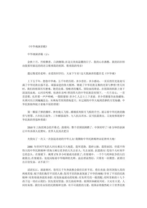 中华魂演讲稿15篇(优秀版)
