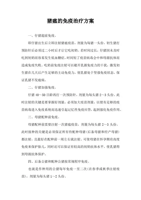 猪瘟免疫治疗方案