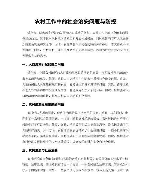 农村工作中的社会治安问题与防控