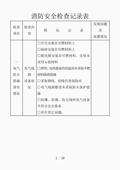消防安全检查记录表(精品课件)