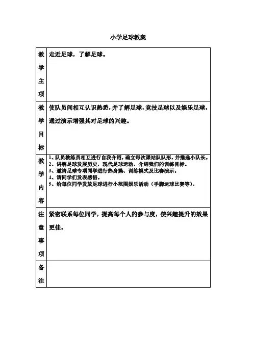 小学足球教案(全套)
