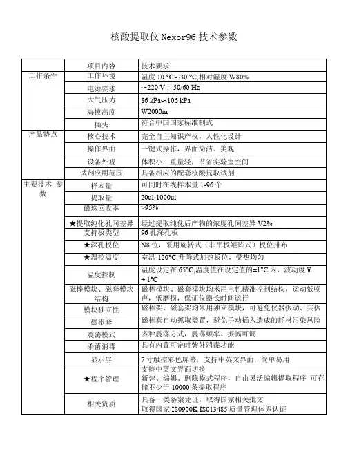 核酸提取仪Nexor96技术参数