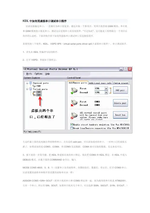 KEIL中如何用虚拟串口调试串口程序